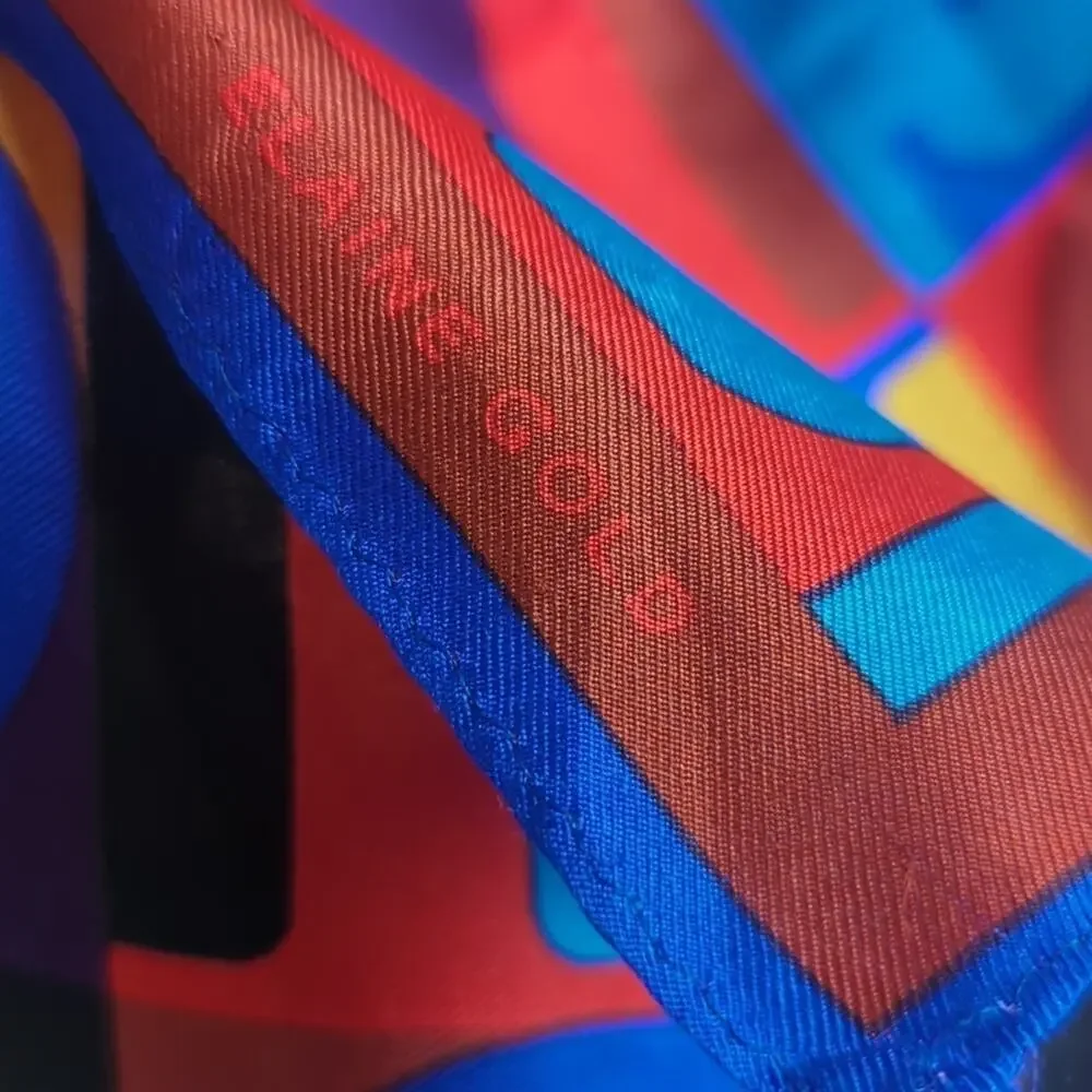 Elaine Gold Branded Vintage Silk Scarf Bright Colorful Color Block